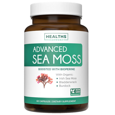 Advanced Irish Sea Moss (Non-GMO) Supports Digestion & Immune Health - Organic & Vegan Ingredients (60 Capsules)