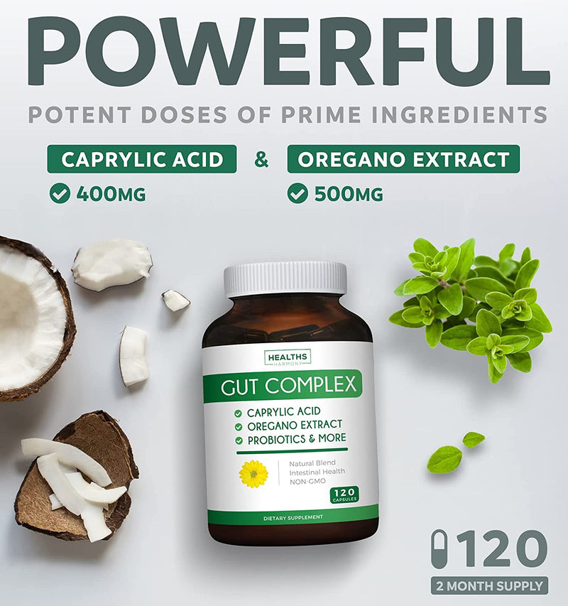 A powerful potent dose of prime ingredients. Caprylic Acid 400mg, oregano extract 500mg. 120 capsules 2 moth supply. 