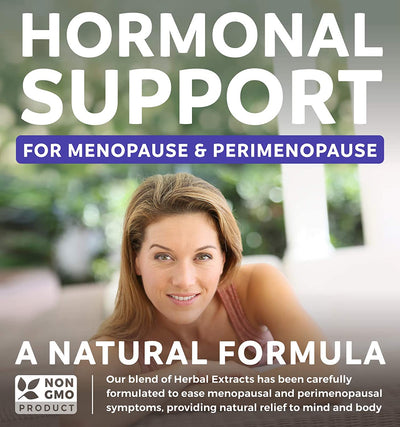Hormonal support for menopause & perimenopause. herbal extract blend carefully formulates to ease menopausal symptoms.  