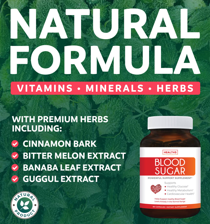 Natural Formula of vitamins, minerals & herbs. contains Cinnamon bark, bitter melon extract, banaba leaf and guggul extract.