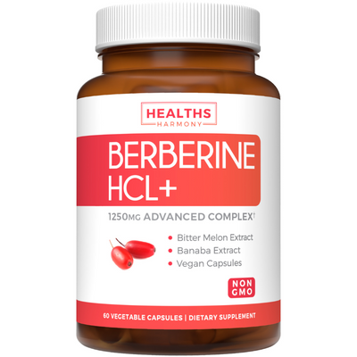 Healths Harmony Berberine HCL 500mg (Non-GMO & Vegetarian) Plus Bitter Melon & Banaba Leaf - Blood Sugar Support Supplement & AMPK Metabolic Activator - 60 Capsules - No Pills