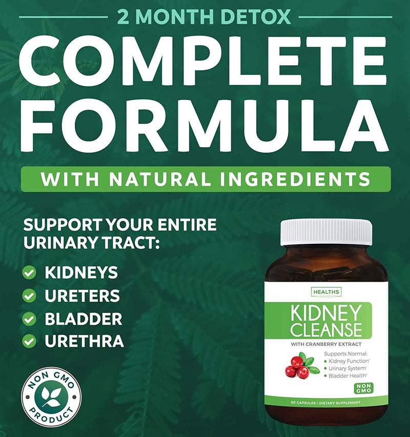 Complex formula for a 2-month detox. With natural ingredients. Supports entire urinary tract: kidney, ureters, bladder and urethra.